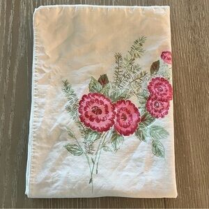Vintage 60s Pink and Red Floral Cotton Single Standard Pillowcase/Quilt fabric